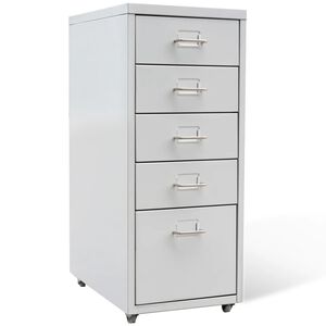 vidaXL Armario archivador 5 cajones acero gris 68,5 cm