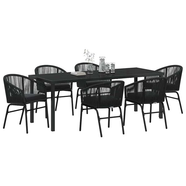 vidaXL Conjunto de Comedor de Jard&iacute;n 7 pcs Negro