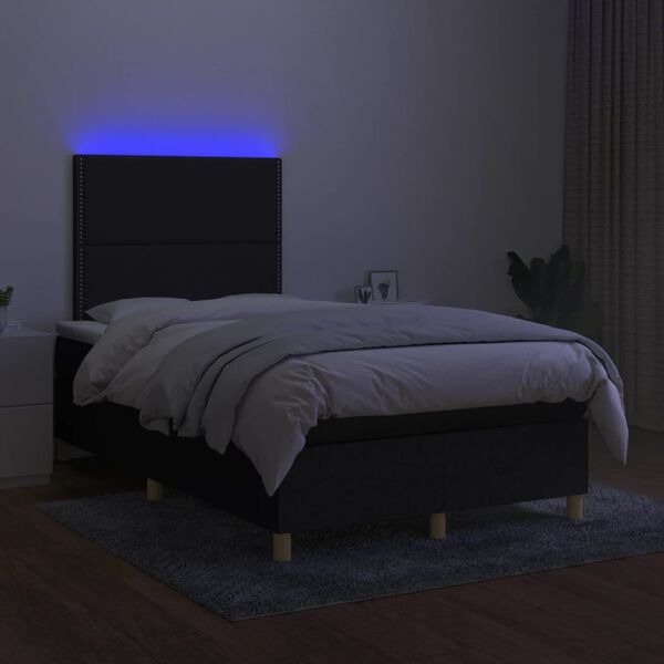 vidaXL Cama box spring con colch&oacute;n LED tela negro 120x200 cm