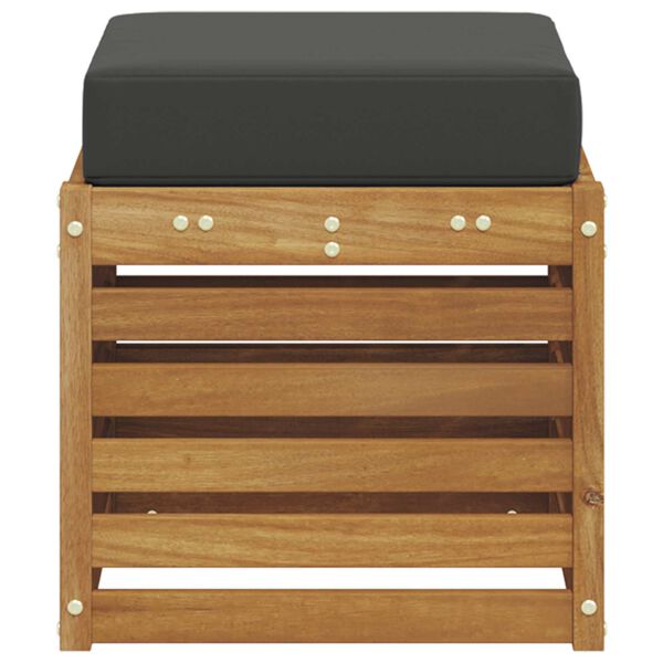 vidaXL Banco con taburete con coj&iacute;n 2 Pieza Natural y Antracita