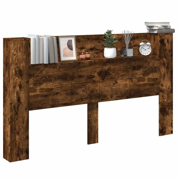 vidaXL Cabecera con LED Roble Ahumado 180 x 16,5 x 103,5 cm