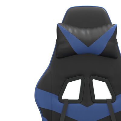vidaXL Silla gaming giratoria cuero sintético negro y azul