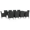vidaXL Set de comedor jard&iacute;n 11 pzas con cojines rat&aacute;n sint&eacute;tico negro