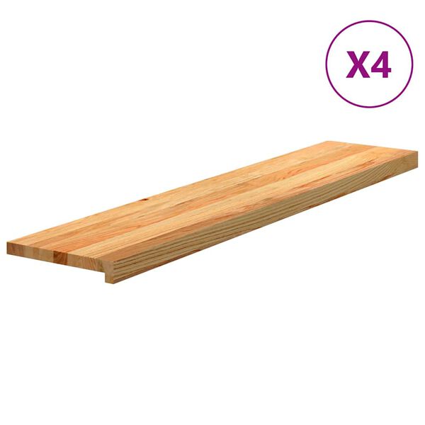 vidaXL Pelda&ntilde;os de escalera 4 uds madera maciza roble marr&oacute;n claro