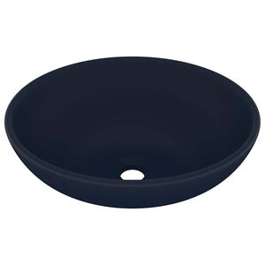 vidaXL Lavabo de lujo ovalado cer&aacute;mica azul oscuro mate 40x33 cm
