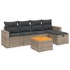vidaXL Set de muebles de jard&iacute;n 6 pzas y cojines rat&aacute;n sint&eacute;tico gris