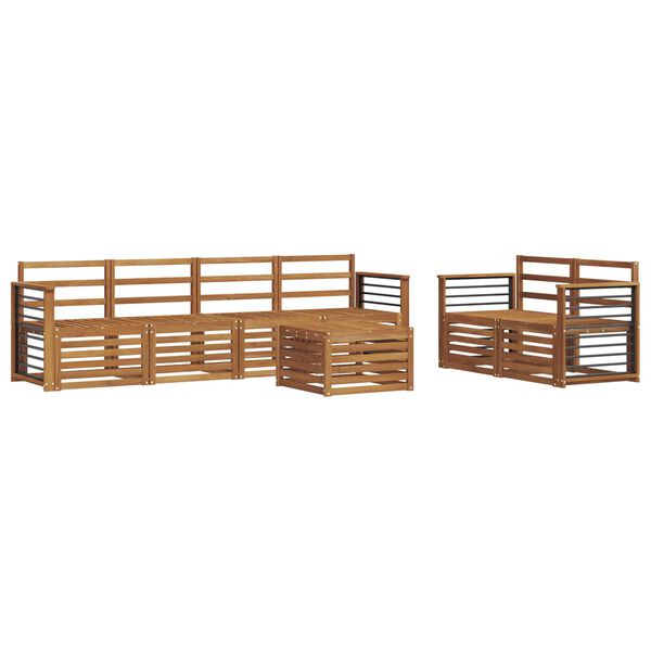 vidaXL Juegos de sof&aacute;s 7 pcs Natural Madera de Acacia S&oacute;lida