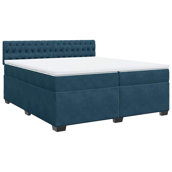 vidaXL Cama box spring con colch&oacute;n terciopelo azul 200x200 cm