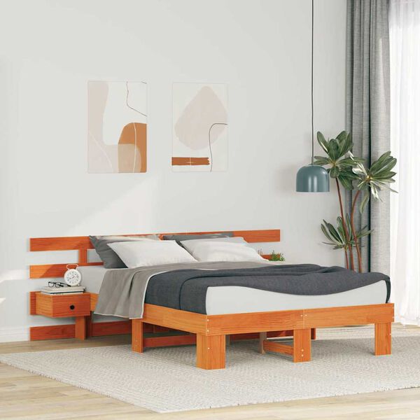vidaXL Estructura de cama Marr&oacute;n 120 x 200 cm Madera de pino macizo