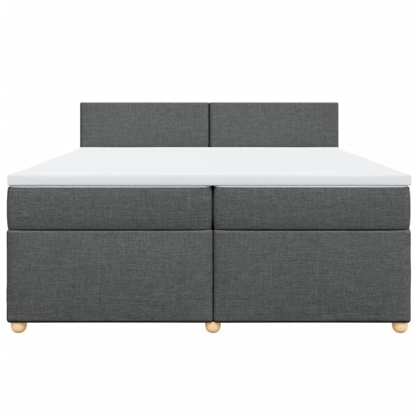 vidaXL Cama box spring con colch&oacute;n tela gris oscuro 200x200 cm