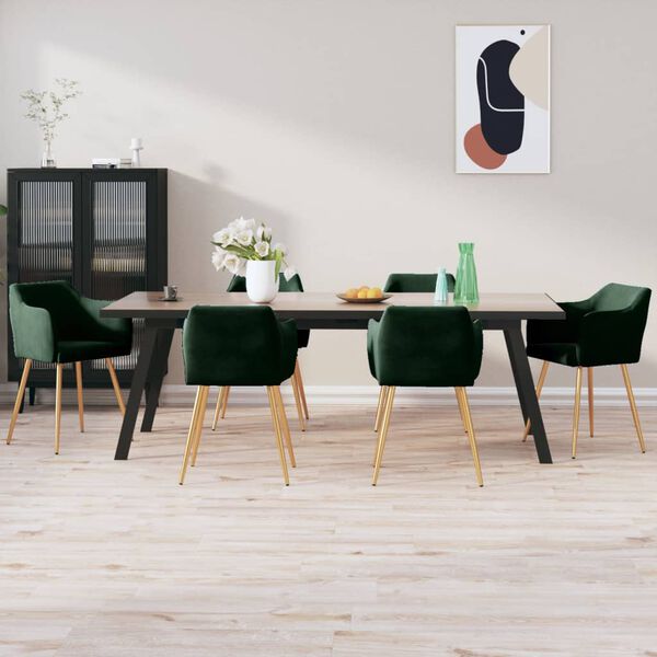 vidaXL Sillas de comedor 6 unidades terciopelo verde oscuro