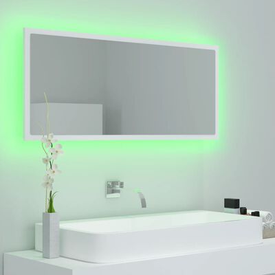 vidaXL Espejo de baño LED acrílico blanco 100x8,5x37 cm