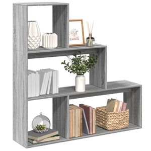 vidaXL Librer&iacute;a divisora 3 niveles madera gris Sonoma 123x29x123 cm