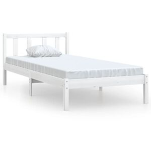 vidaXL Estructura de cama individual sin colch&oacute;n madera maciza blanco