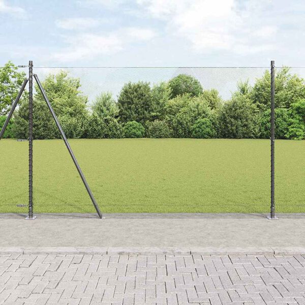 vidaXL Poste de Valla Gris 10 x 1,5 m (malla de 13 mm) Acero y PVC