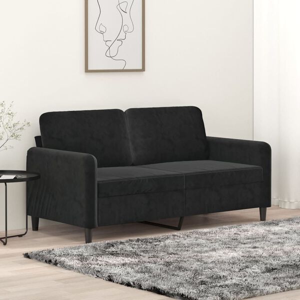 vidaXL Sofá de 2 plazas terciopelo negro 140 cm