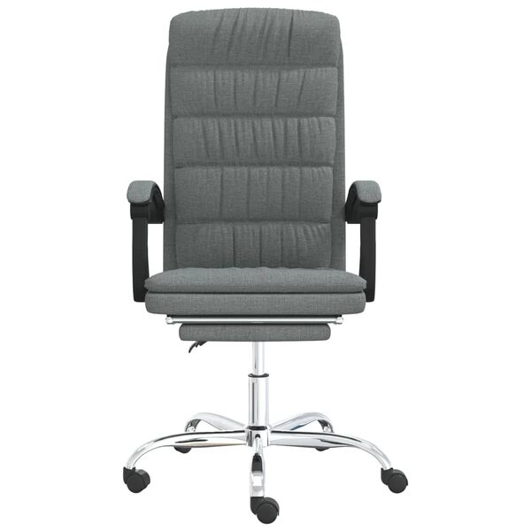 vidaXL Silla de oficina reclinable de tela gris oscuro