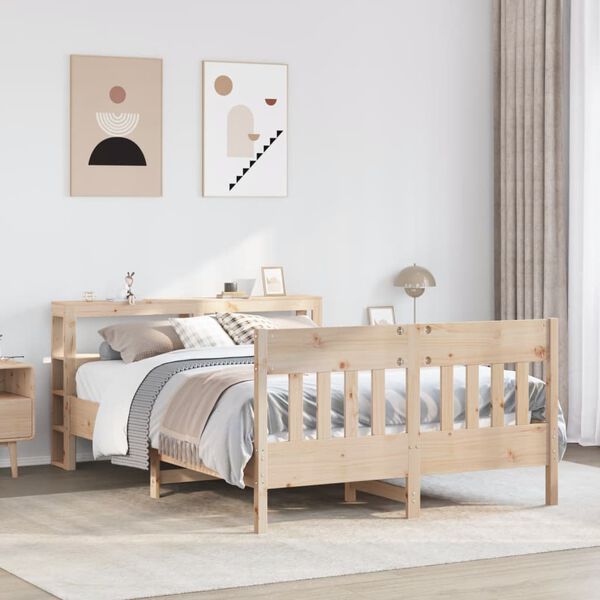 vidaXL Estructura de cama sin colch&oacute;n madera maciza de pino 140x190 cm