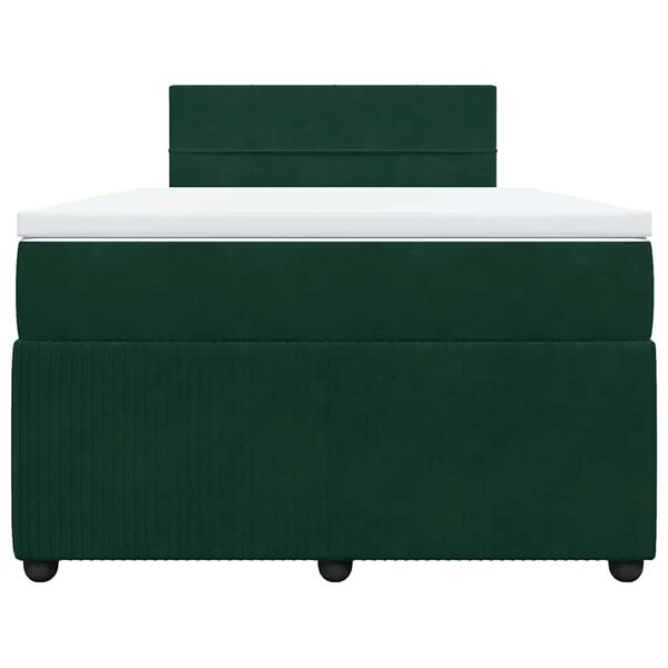 vidaXL Cama box spring con colch&oacute;n terciopelo verde oscuro 120x200 cm