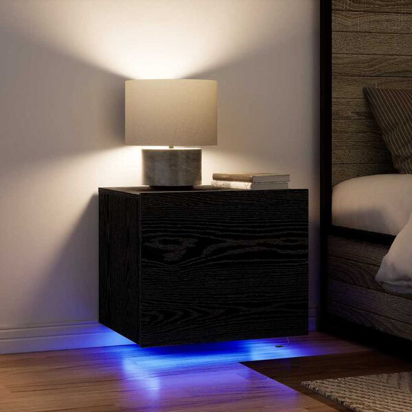 vidaXL Armario de Noche con caj&oacute;n Roble Negro 50 x 39 x 41 cm