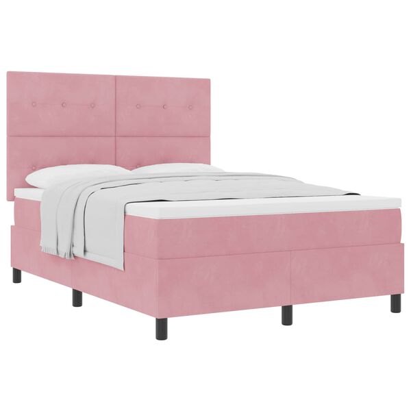 vidaXL Cama tipo Box Spring con colch&oacute;n Rosa 140 x 200 cm Terciopelo
