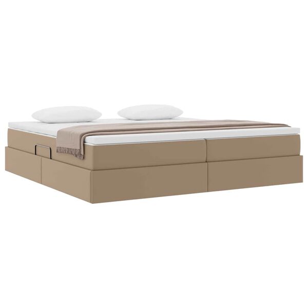 vidaXL Cama con almacenamiento y colch&oacute;n Capuchino 200 x 200 cm