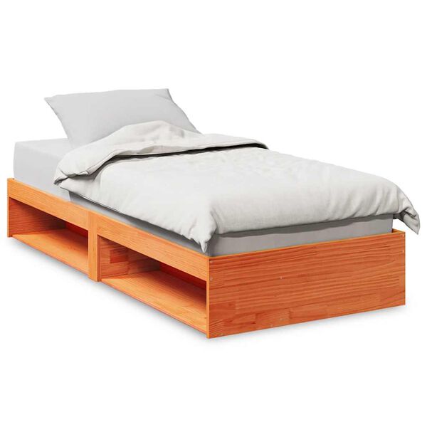 vidaXL Sof&aacute; cama sin colch&oacute;n madera maciza pino marr&oacute;n cera 90x190 cm
