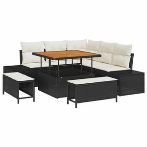 vidaXL Conjunto de sof&aacute;s de jard&iacute;n 8 pcs Negro rat&aacute;n sint&eacute;tico