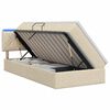 vidaXL Cama de almacenamiento LED con colch&oacute;n Crema 90 x 200 cm Tela
