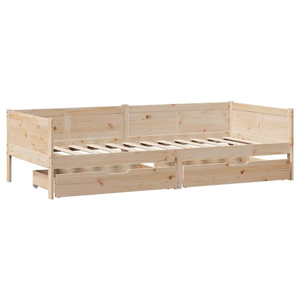 vidaXL Sofá cama con cajones madera maciza de pino 80x200 cm