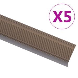 vidaXL Perfiles de pelda&ntilde;os forma de L 5 uds aluminio marr&oacute;n 100 cm