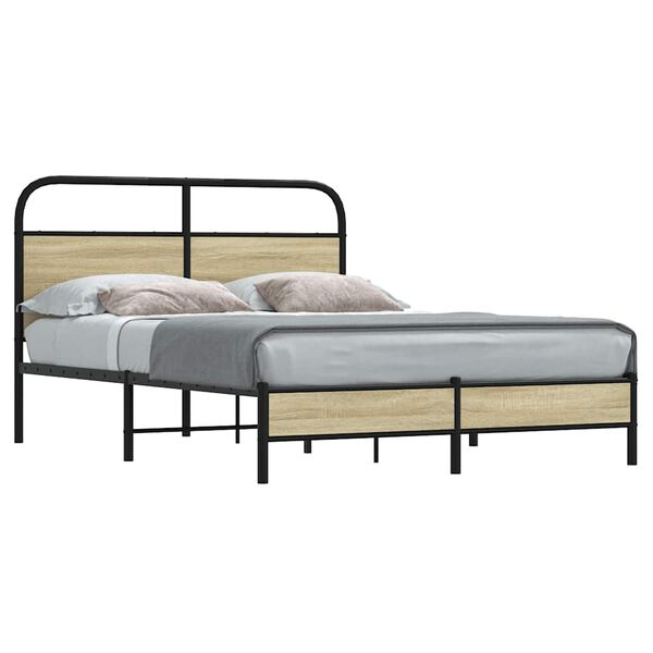 vidaXL Estructura de cama sin colch&oacute;n 140x190 cm madera roble Sonoma