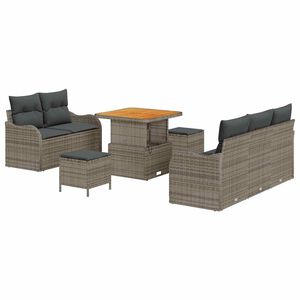 vidaXL Conjunto de sof&aacute; de jard&iacute;n 8 uds. 7-N&uacute;mero de plazas Gris