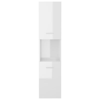 vidaXL Armario de baño madera contrachapada blanco brillo 30x30x130 cm