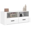 vidaXL Mueble de TV madera contrachapada blanco brillo 100x35x40 cm