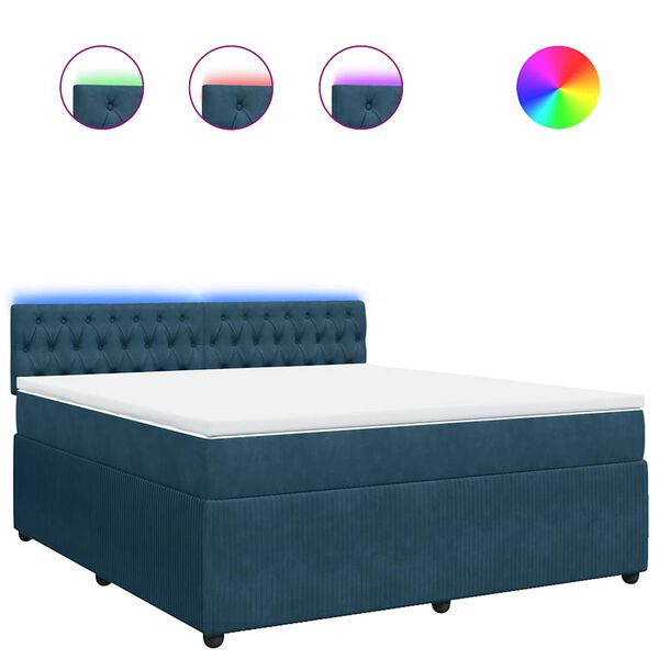 vidaXL Cama box spring con colch&oacute;n terciopelo azul 180x200 cm