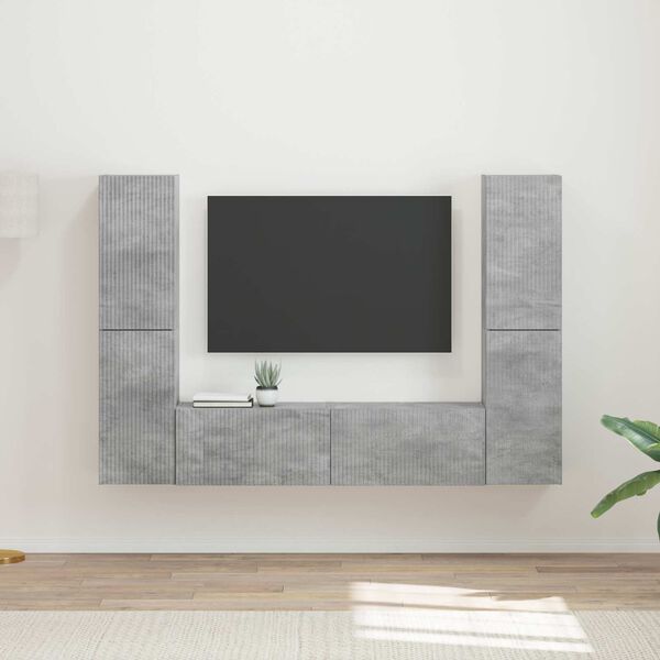 vidaXL Conjunto de mueble de TV 6 pcs Gris Concreto