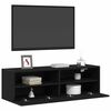 vidaXL Mueble de TV Montado en la Pared Roble Negro 100 x 30 x 30 cm