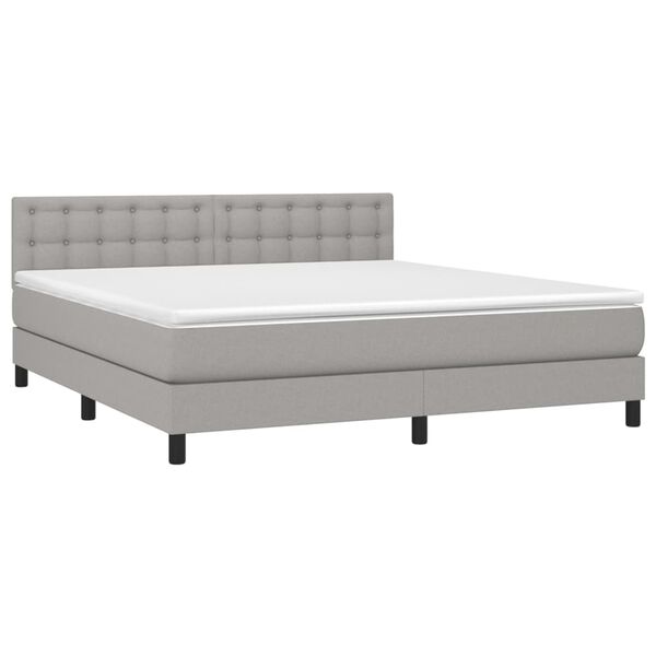 vidaXL Cama box spring con colch&oacute;n tela gris claro 160x200 cm