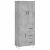 vidaXL Aparador alto madera contrachapada gris hormig&oacute;n 69,5x34x180 cm