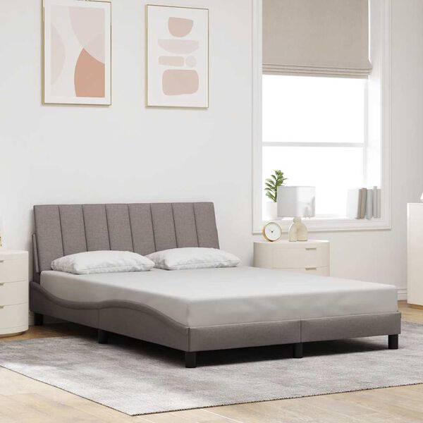 vidaXL Estructura de cama sin colch&oacute;n Hanko tela gris taupe 140x200 cm