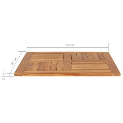 vidaXL Superficie de mesa cuadrada madera maciza de teca 80x80x2,5 cm