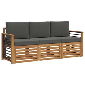 vidaXL Juegos de sof&aacute;s con coj&iacute;n 3 pcs Natural y Antracita