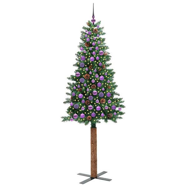vidaXL &Aacute;rbol de Navidad Delgado con 300 LED con soporte Verde 210 cm