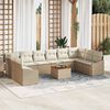 vidaXL Conjunto de sof&aacute;s de jard&iacute;n 11 pcs Beige rat&aacute;n sint&eacute;tico