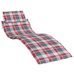 vidaXL Coj&iacute;n de tumbona de tela Oxford a cuadros rojo 186x58x4 cm