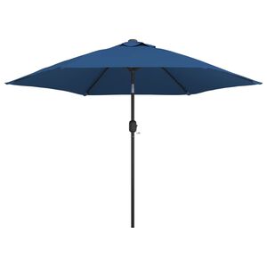 vidaXL Sombrilla de jard&iacute;n con luces LED palo acero azul azure 300 cm