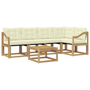 vidaXL Conjunto de sof&aacute;s de exterior con coj&iacute;n 6 pcs Blanco y Crema
