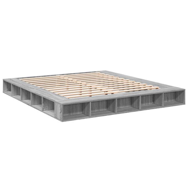 vidaXL Estructura de cama madera de ingenier&iacute;a gris Sonoma 180x200 cm