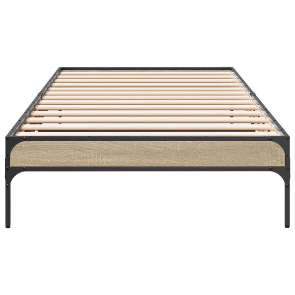 vidaXL Estructura cama madera ingeniería metal roble Sonoma 90x200 cm